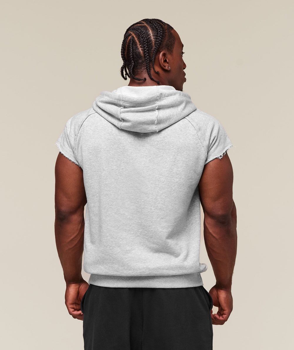 Legacy 1/4 Zip Cap Sleeve Hoodie Light Grey Core Marl