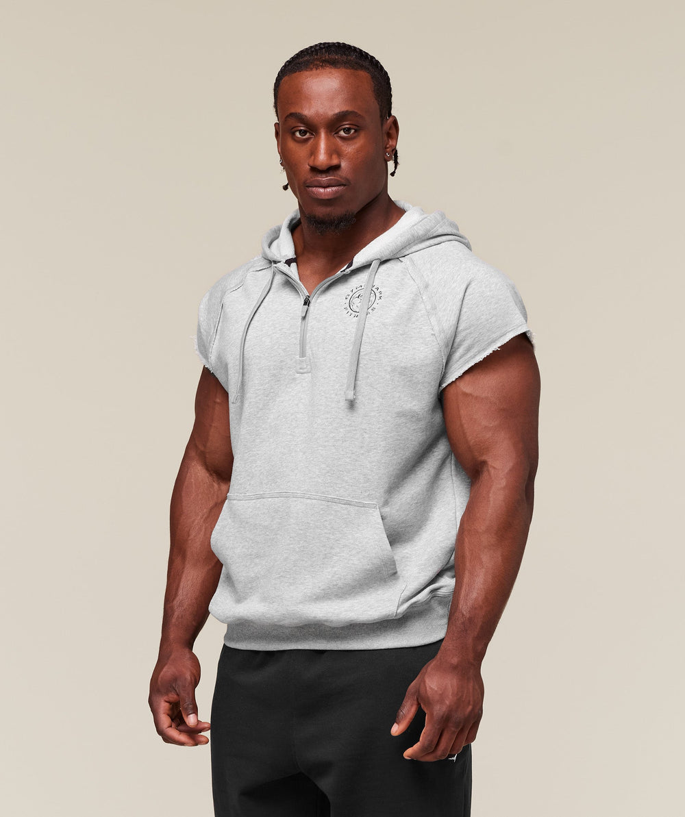 Legacy 1/4 Zip Cap Sleeve Hoodie Light Grey Core Marl