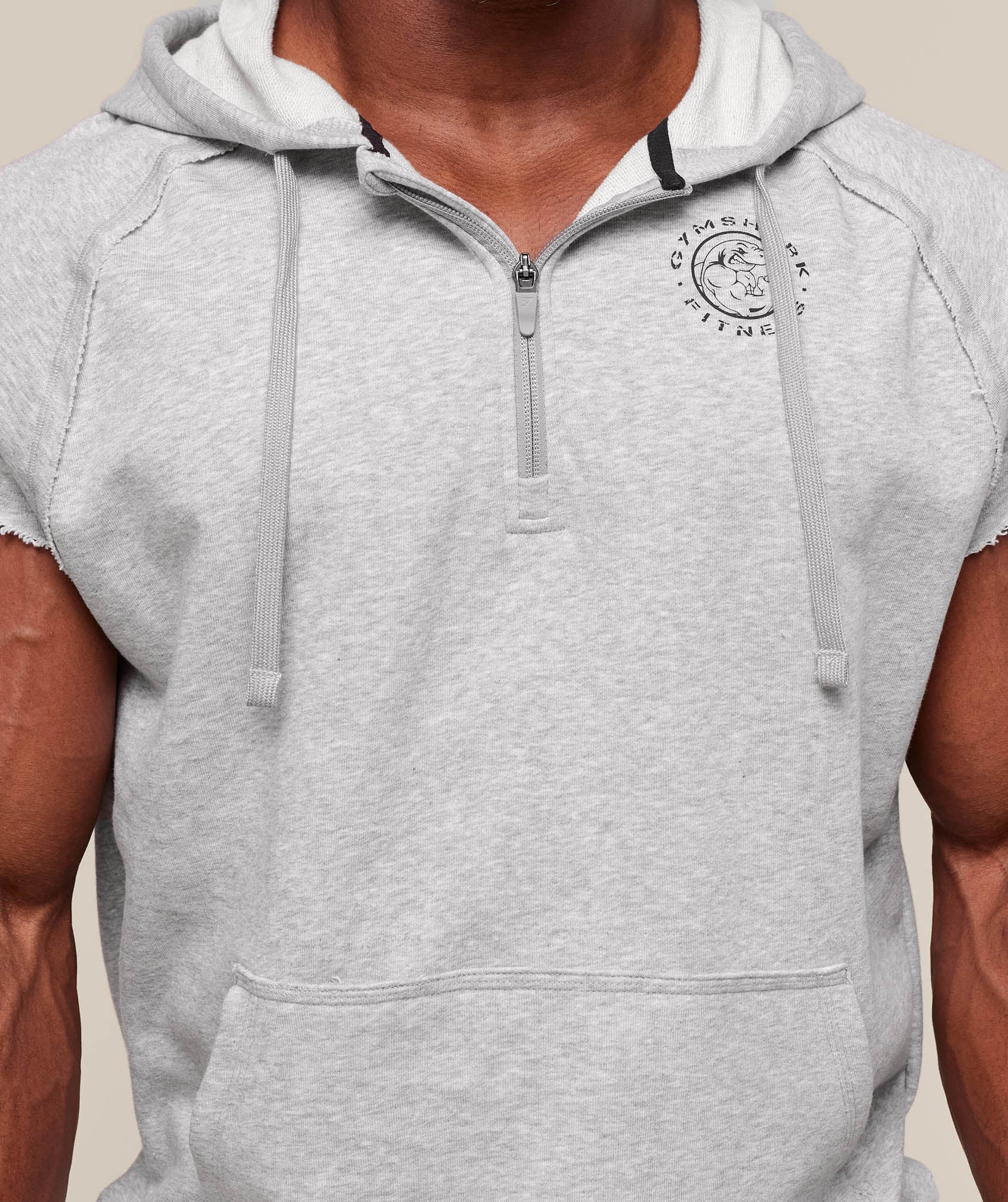 Legacy 1/4 Zip Cap Sleeve Hoodie Light Grey Core Marl