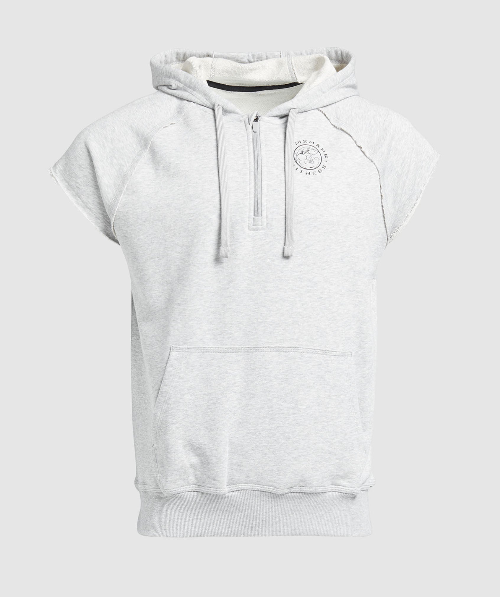 Legacy 1/4 Zip Cap Sleeve Hoodie Light Grey Core Marl