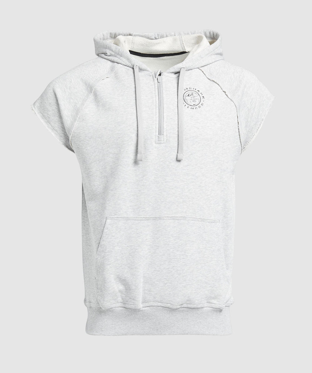 Legacy 1/4 Zip Cap Sleeve Hoodie Light Grey Core Marl
