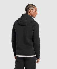 Flat Knit Zip Up Hoodie Black