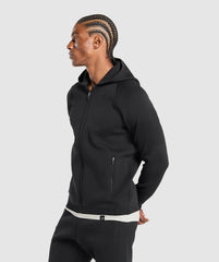 Flat Knit Zip Up Hoodie Black