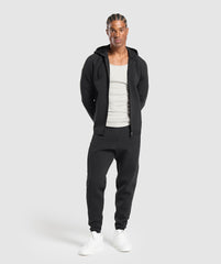 Flat Knit Zip Up Hoodie Black