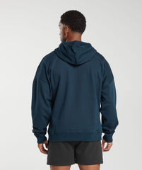 Crest Oversized Zip Up Hoodie Navy