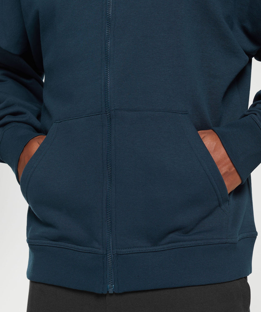 Crest Oversized Zip Up Hoodie Navy
