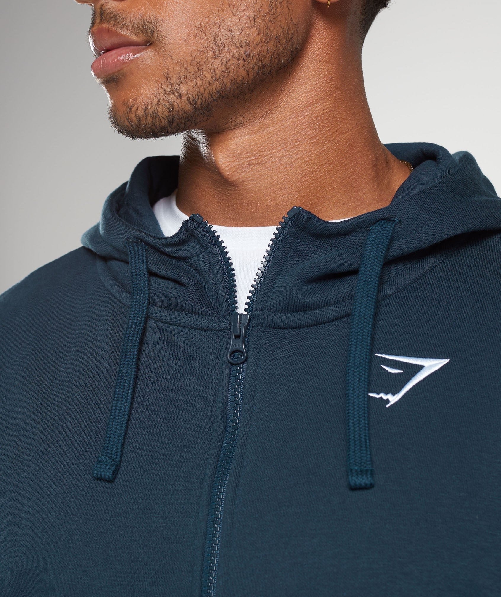 Crest Oversized Zip Up Hoodie Navy