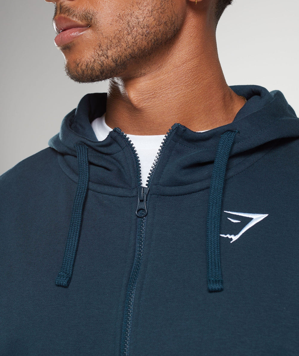 Crest Oversized Zip Up Hoodie Navy