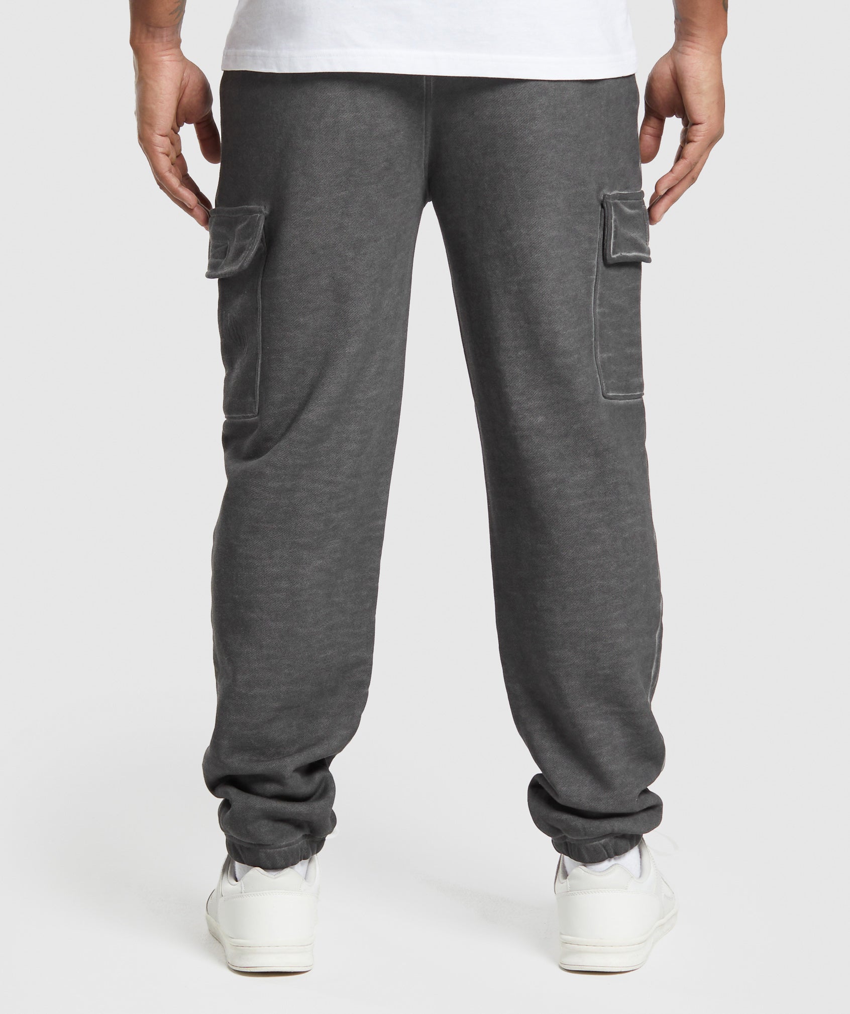 Heavyweight Washed Cargo Joggers Black