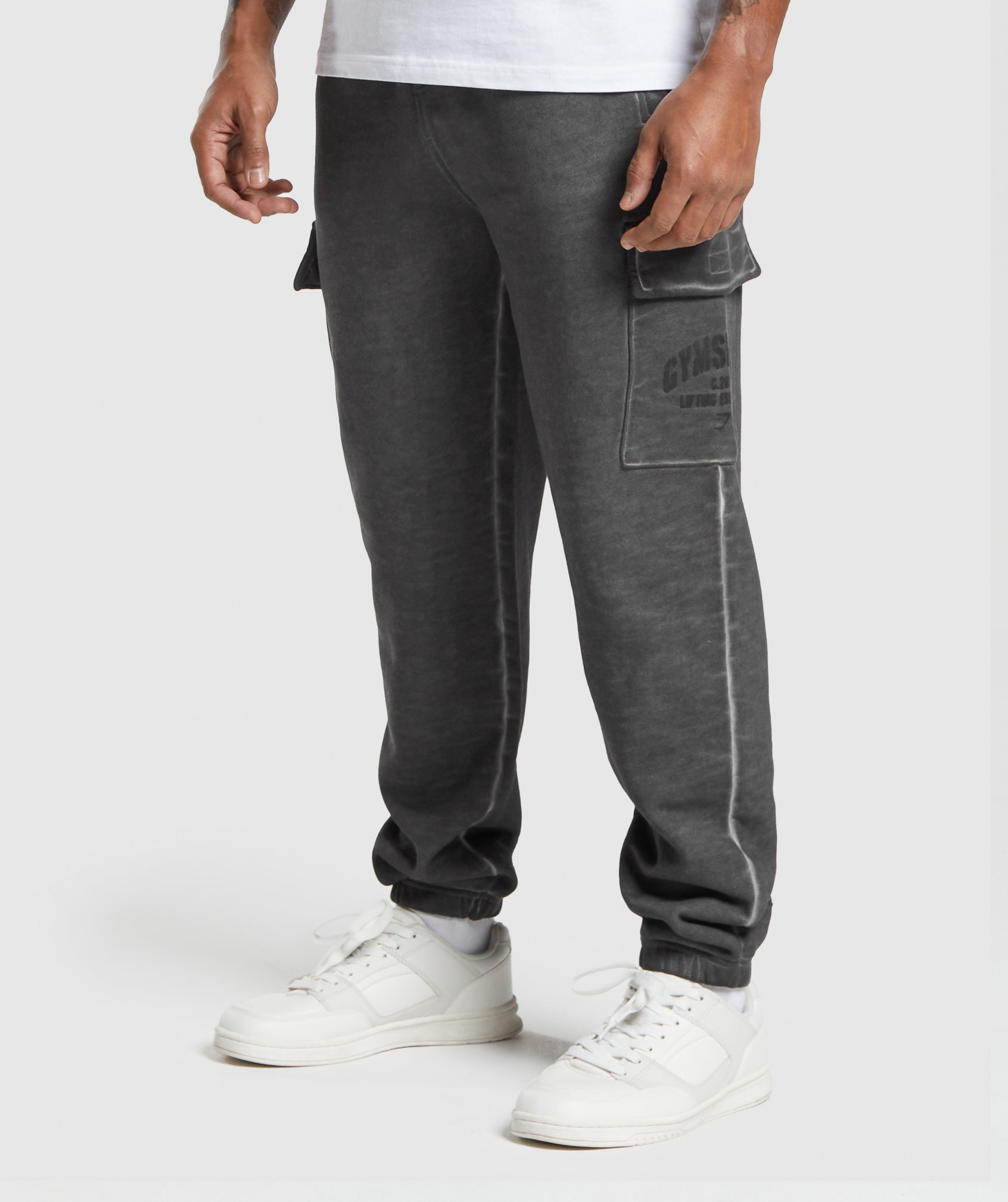 Heavyweight Washed Cargo Joggers Black