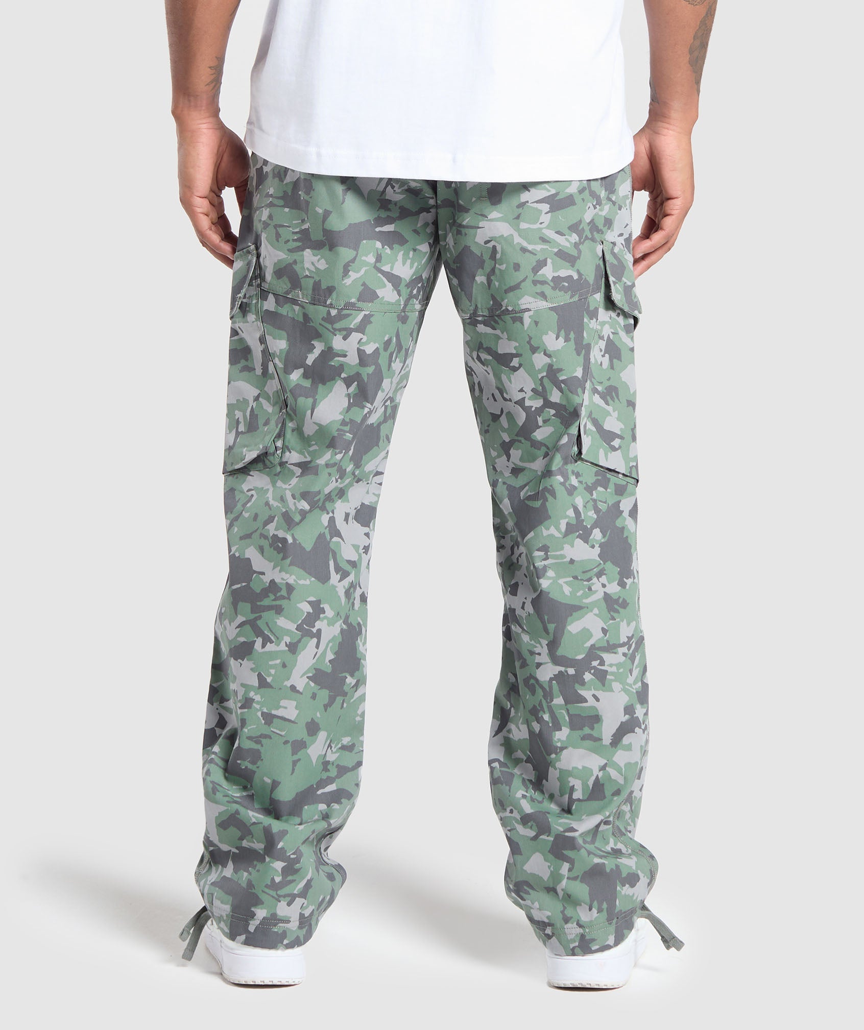 Camo Print Woven Cargo Pants Unit Green