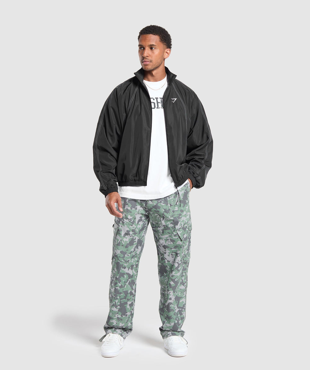 Camo Print Woven Cargo Pants Unit Green