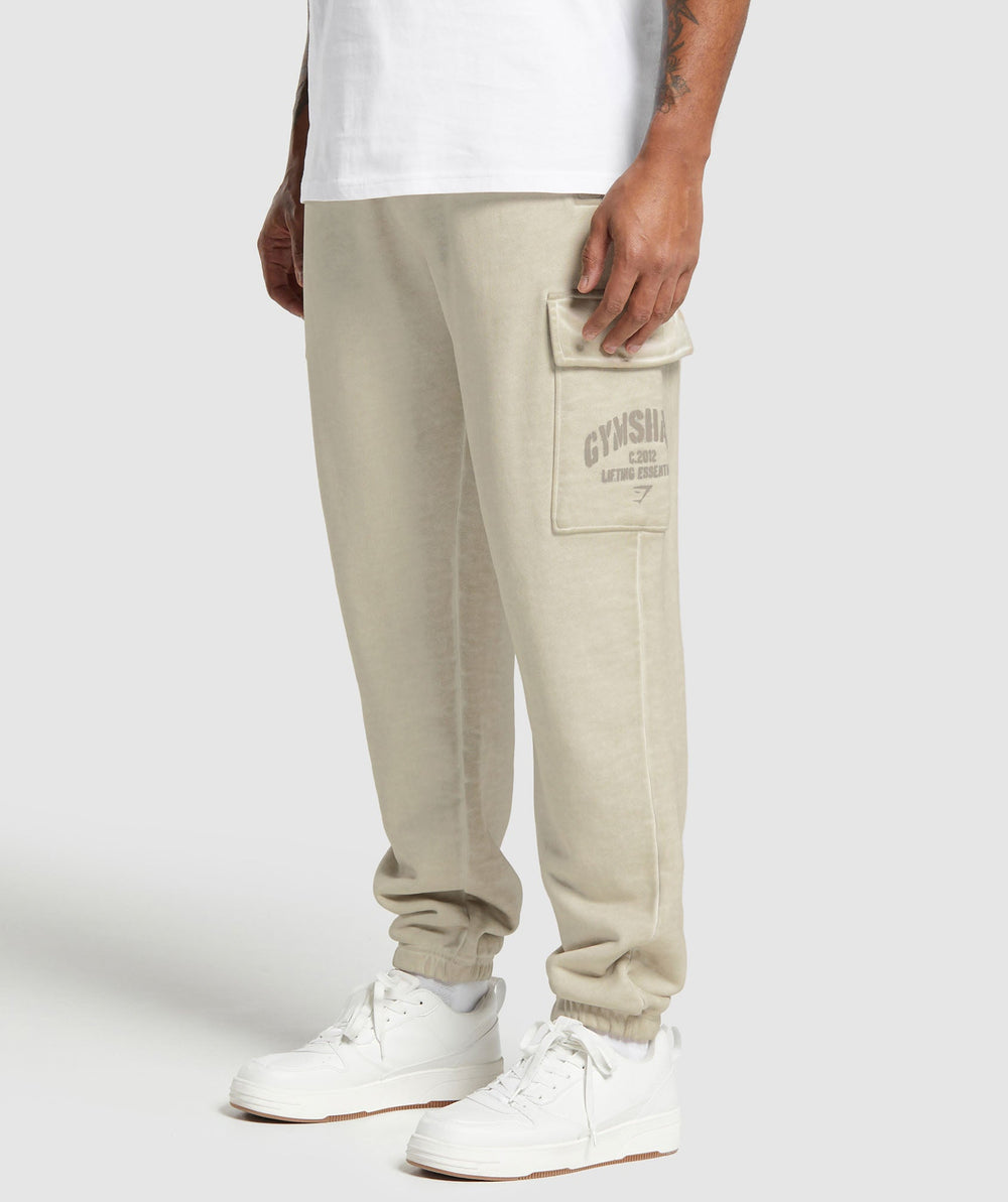 Heavyweight Washed Cargo Joggers Pebble Grey