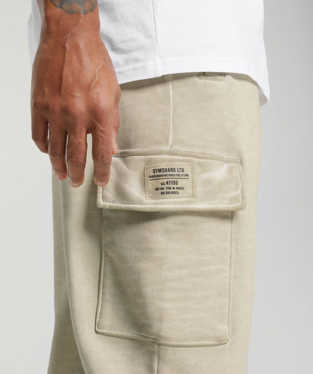 Heavyweight Washed Cargo Joggers Pebble Grey