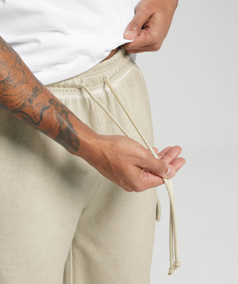 Heavyweight Washed Cargo Joggers Pebble Grey