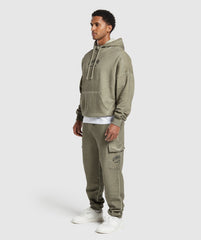 Heavyweight Washed Cargo Joggers Utility Green