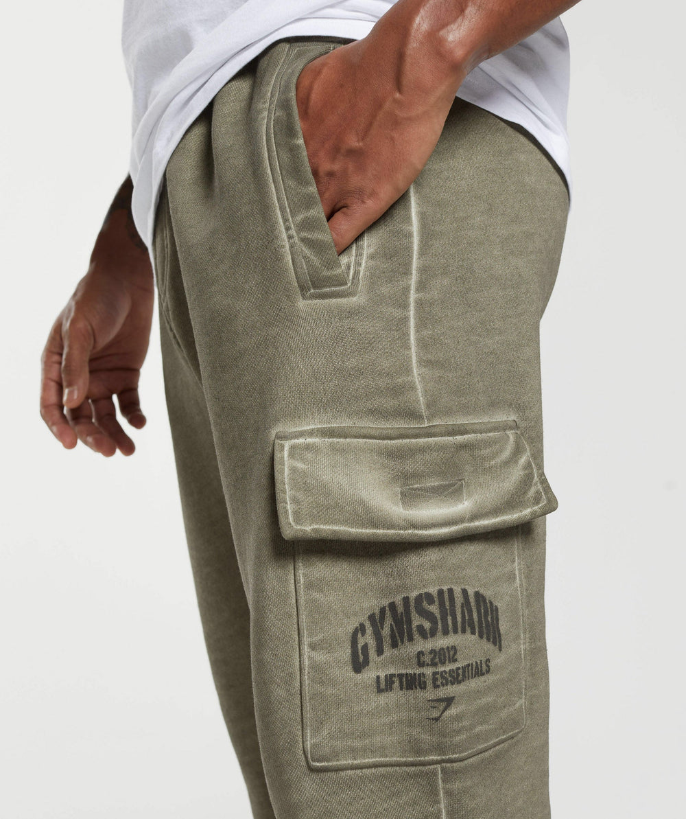 Heavyweight Washed Cargo Joggers Utility Green