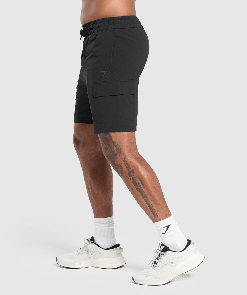 Stretch Woven Cargo Shorts Black