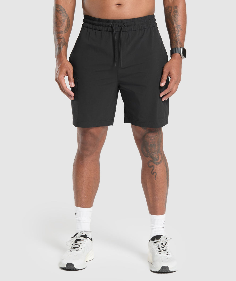 Stretch Woven Cargo Shorts Black