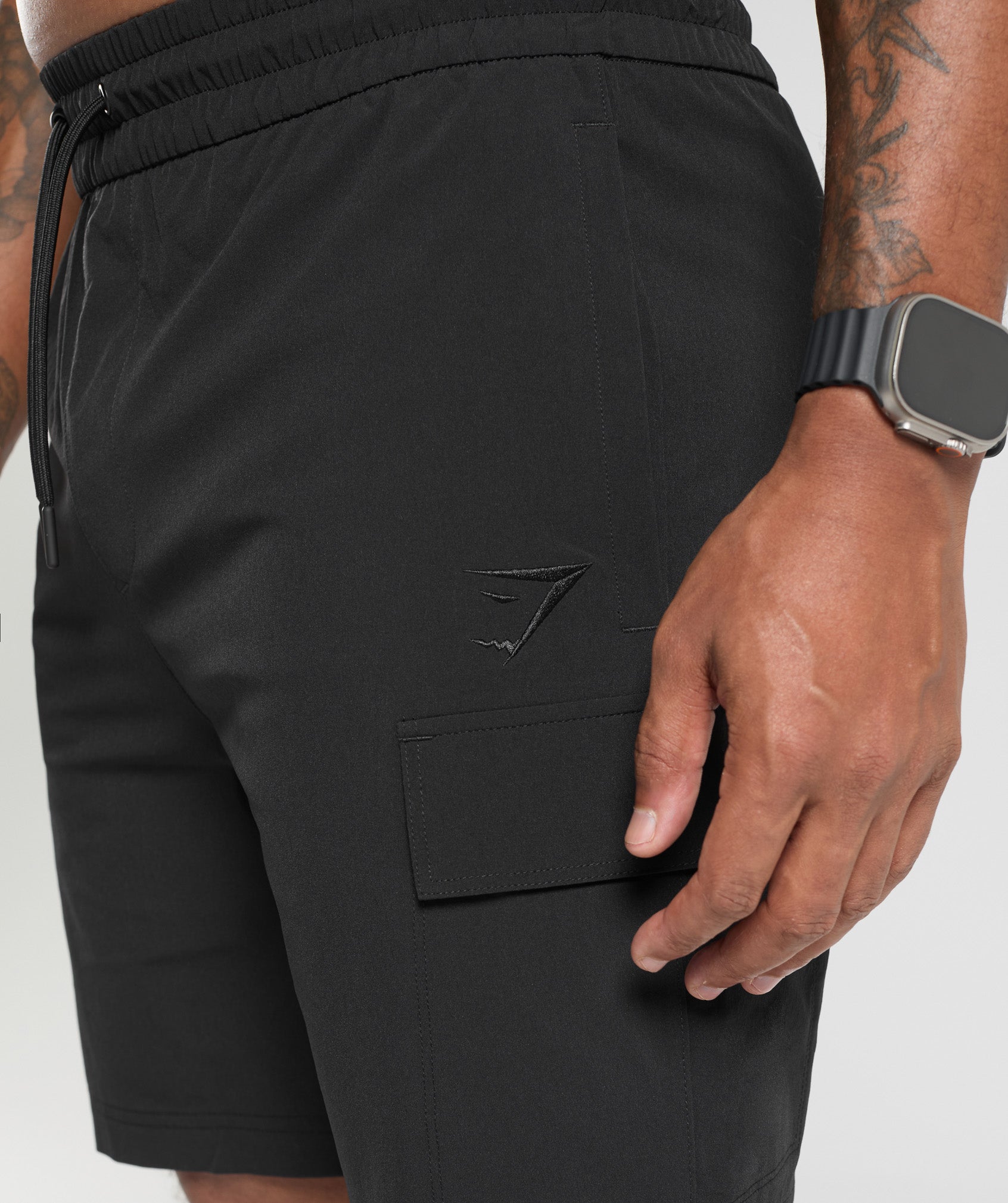Stretch Woven Cargo Shorts Black