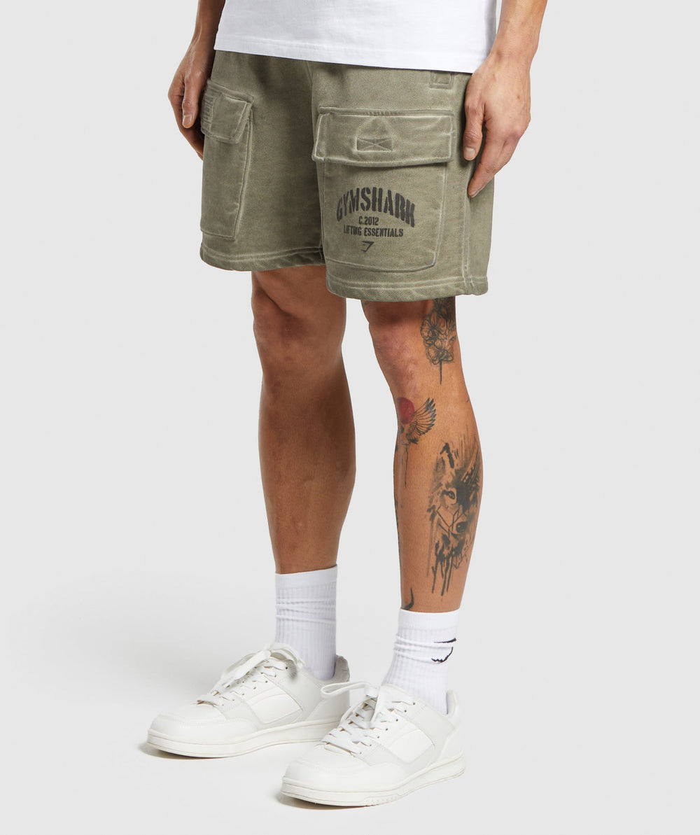 Heavyweight Washed Cargo Shorts Utility Green