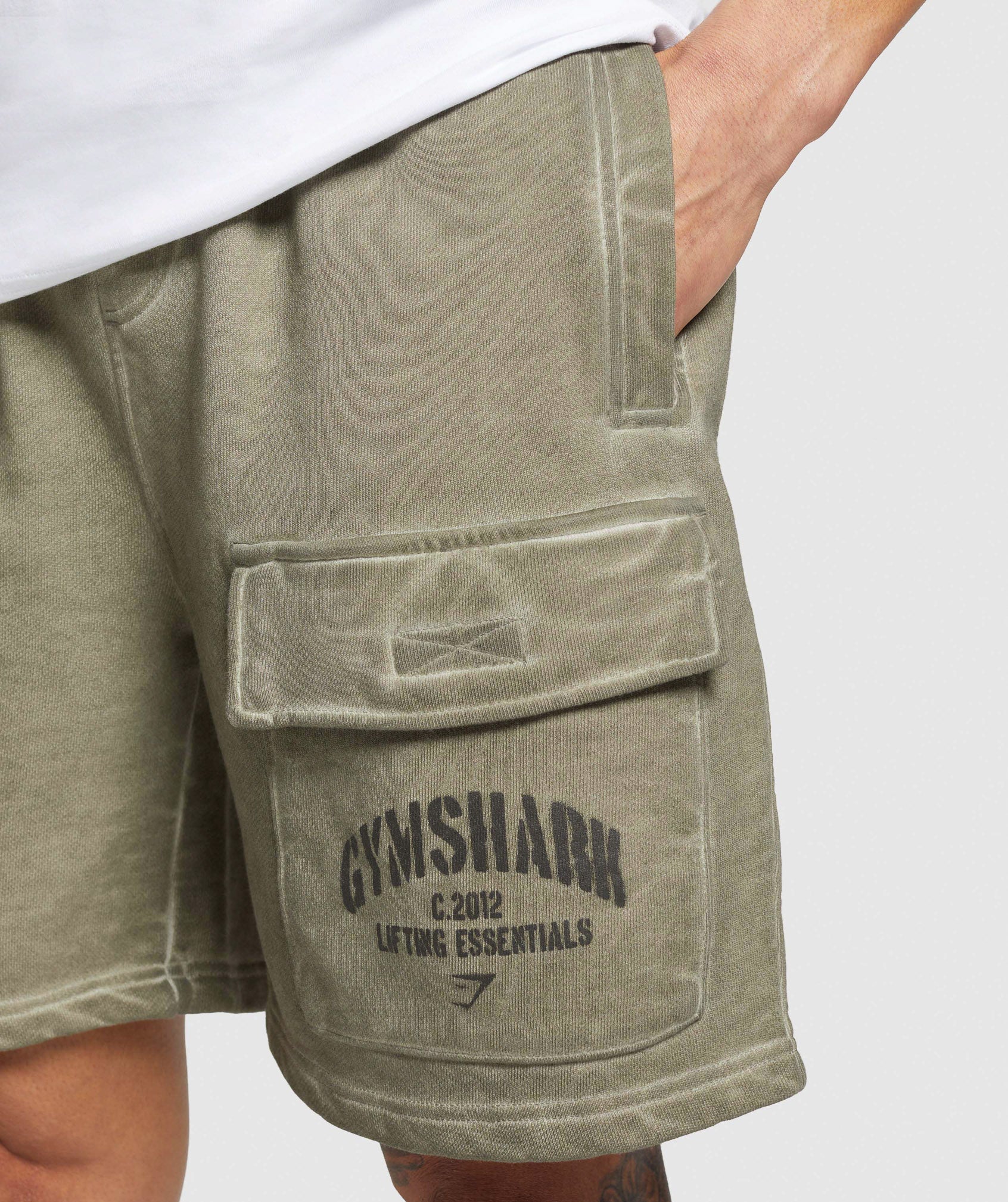 Heavyweight Washed Cargo Shorts Utility Green
