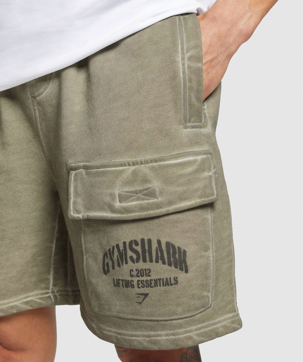 Heavyweight Washed Cargo Shorts Utility Green