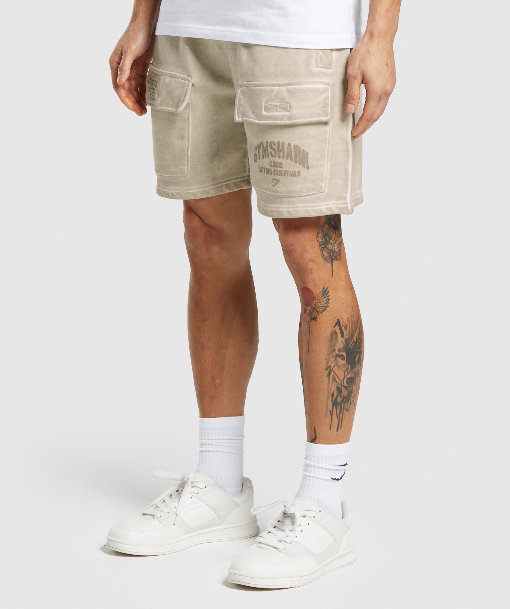 Heavyweight Washed Cargo Shorts Pebble Grey