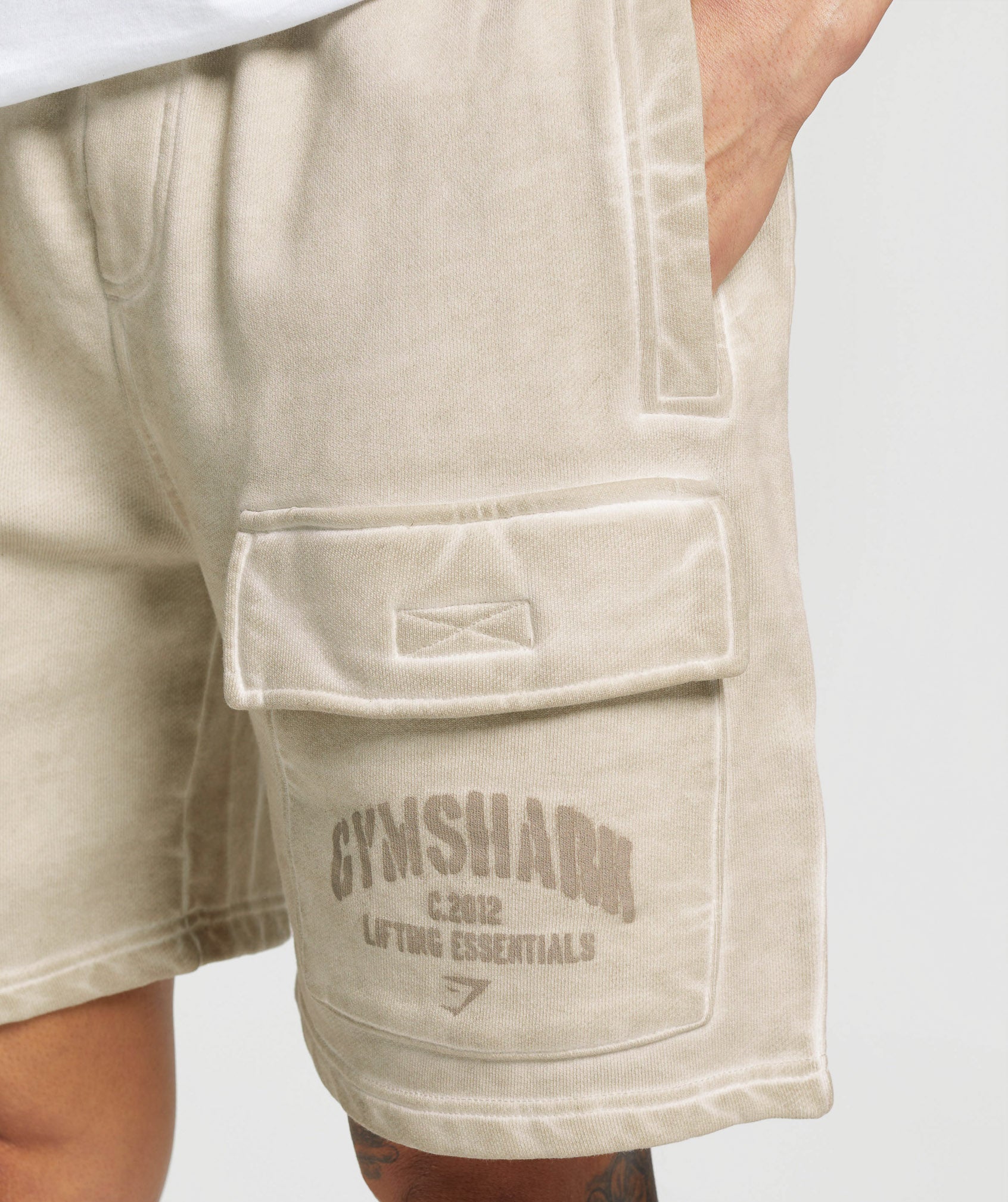 Heavyweight Washed Cargo Shorts Pebble Grey