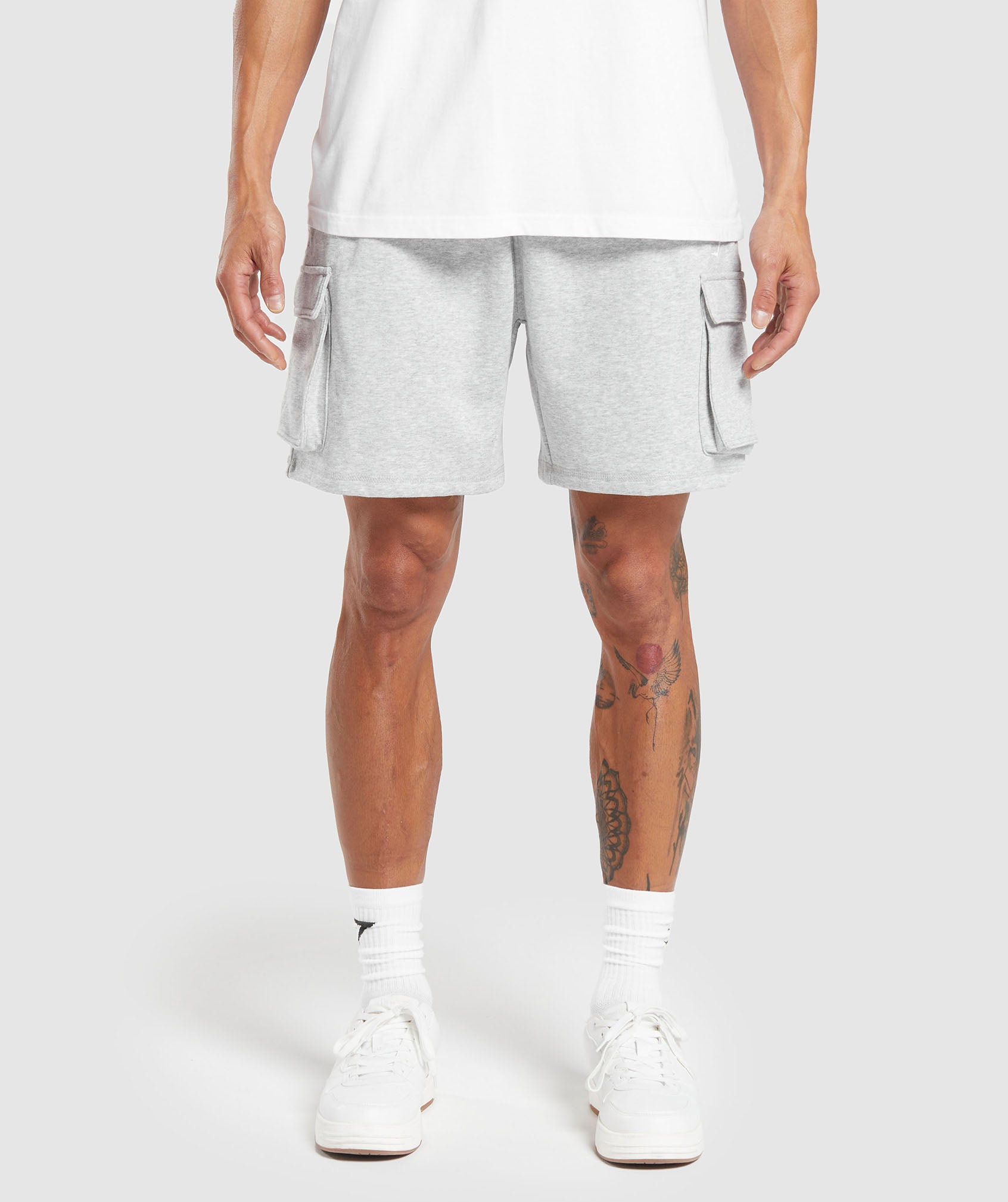 Crest Cargo Shorts Light Grey Marl