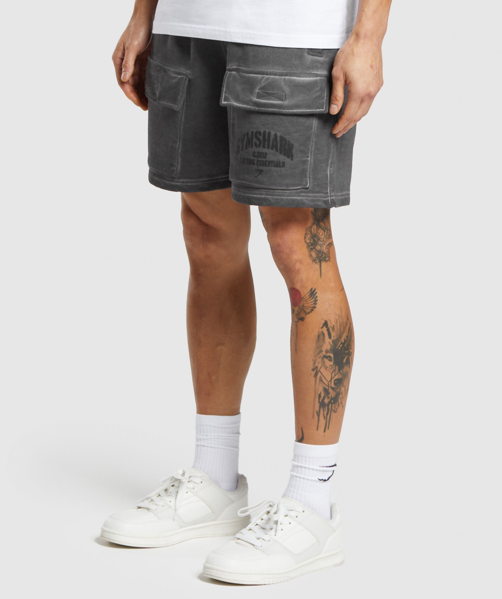 Heavyweight Washed Cargo Shorts Black