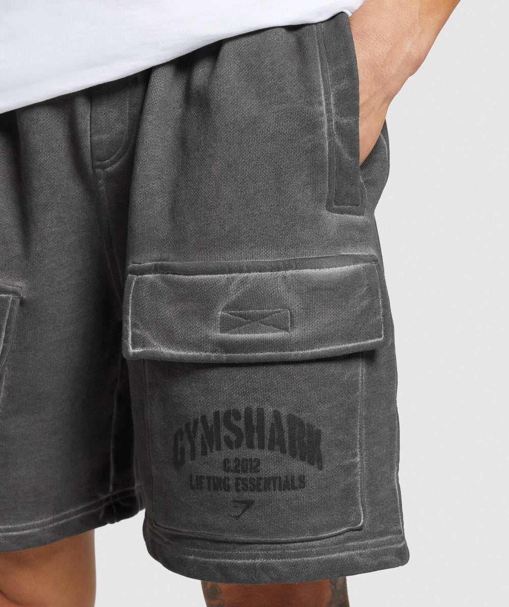 Heavyweight Washed Cargo Shorts Black