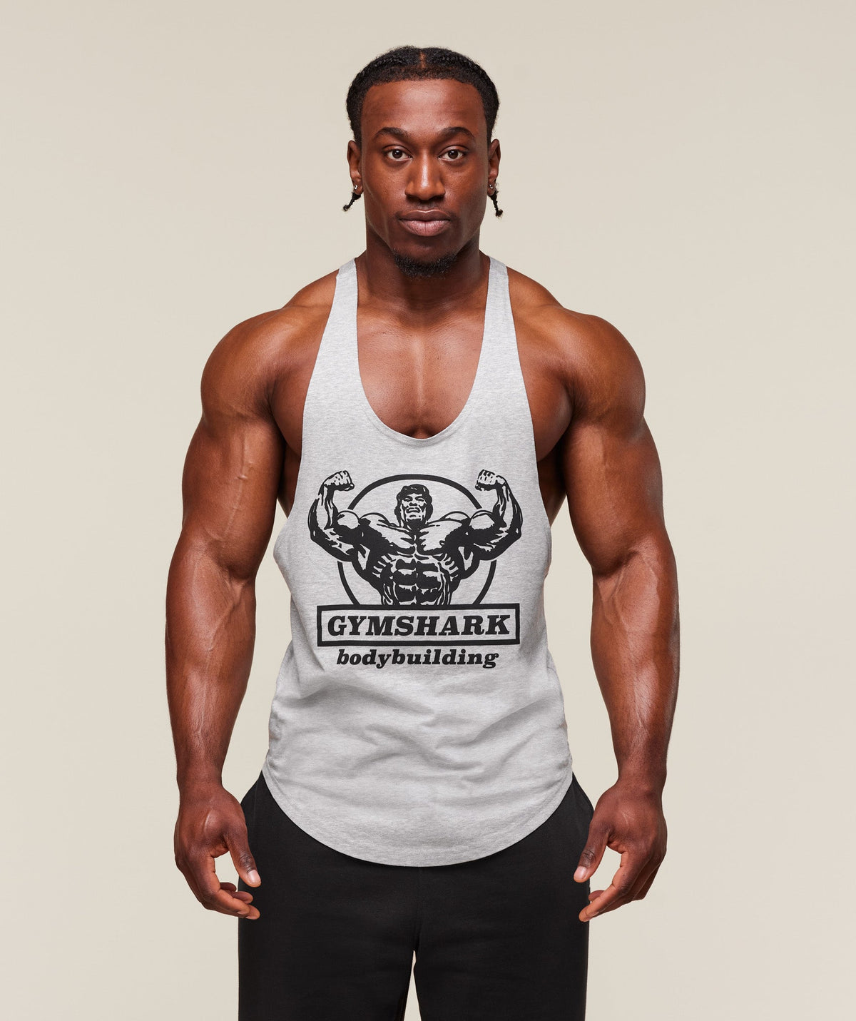 Double Bicep Stringer Light Grey Core Marl