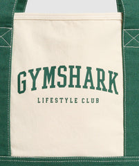 Collegiate Oversized Tote Oat White/Classic Green