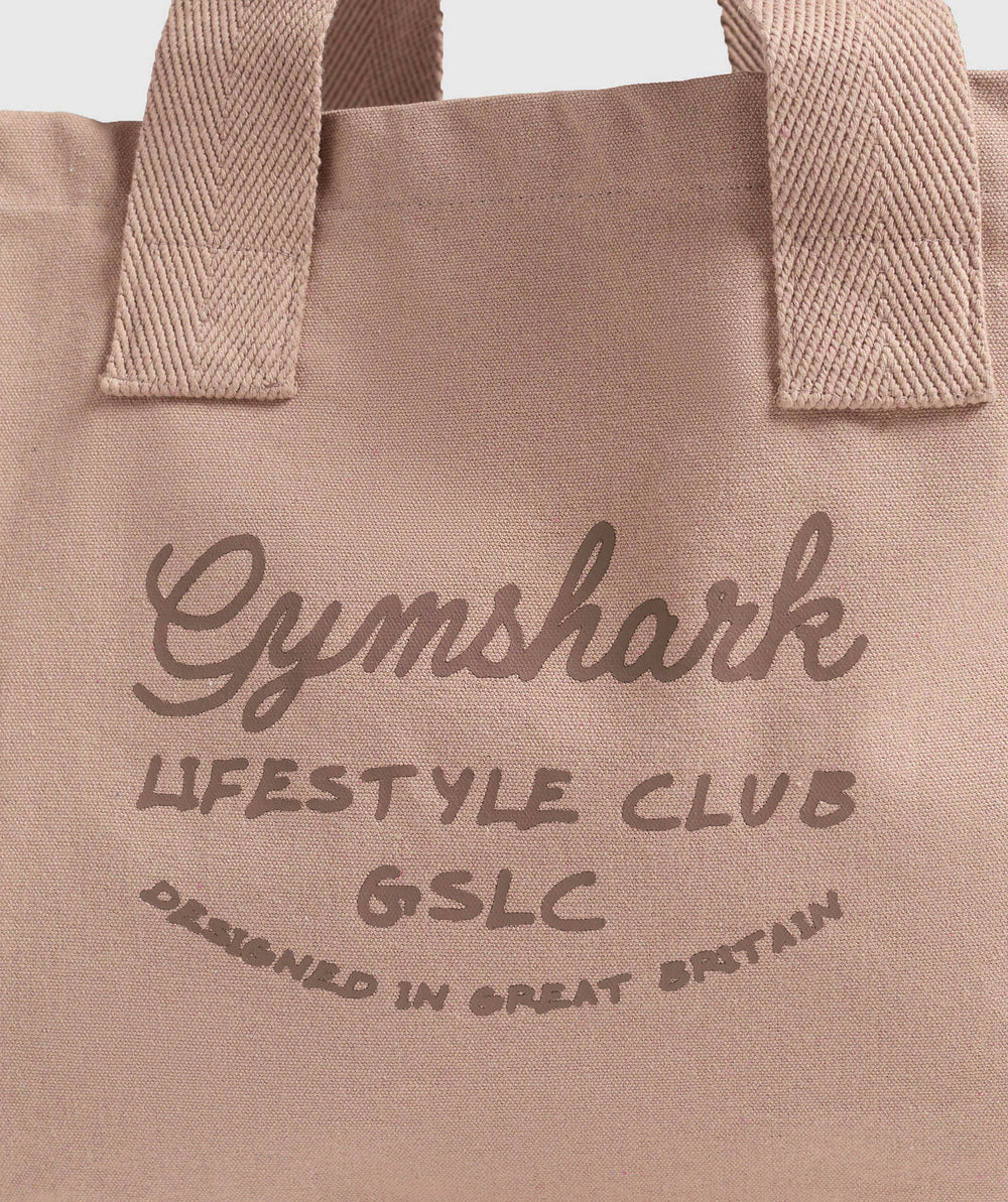 Script Oversized Tote Muted Pink