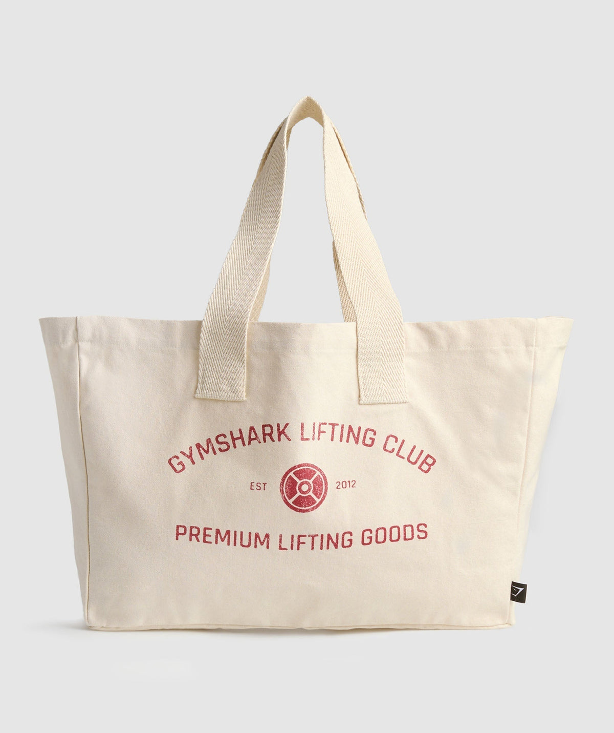 Weight Plate Oversized Tote Oat White/Carmine Red