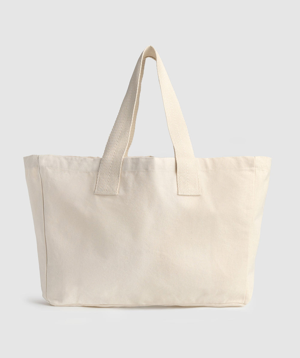 Weight Plate Oversized Tote Oat White/Carmine Red