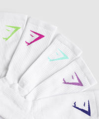 Crew Socks 5pk Purple/Green/Turquoise/Pink