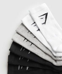 Crew Socks 7pk White/Light Grey Core Marl/Black