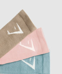 Crew Socks 3pk Lifestyle Brown/Lift Pink/Rest Blue