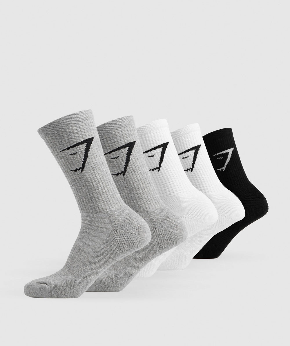 Crew Socks 5pk White/Black/Light Grey Marl