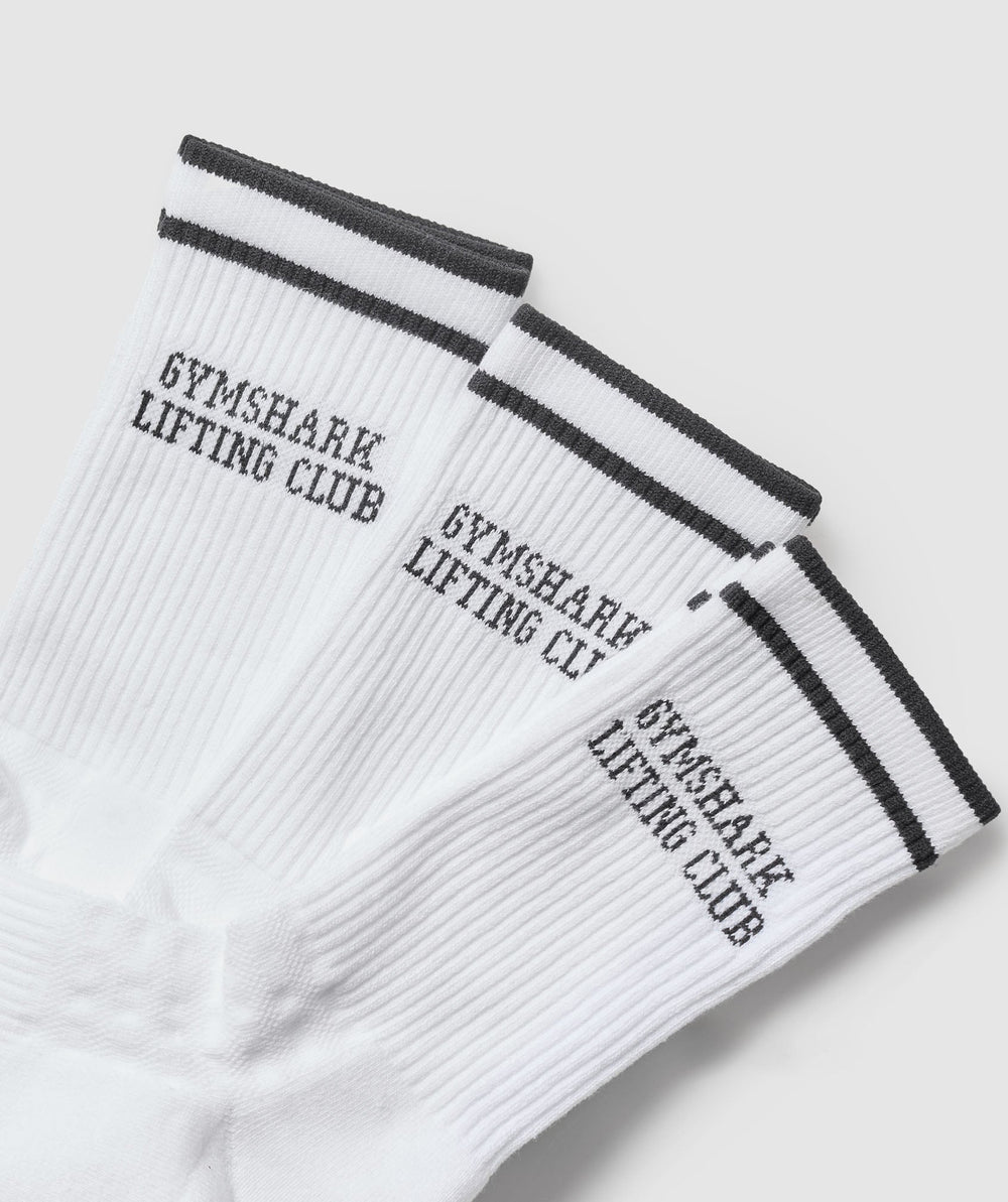 Lifting Club Graphic Crew 3pk White/Black