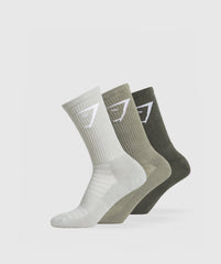 Crew Socks 3pk Strength Green/Utility Green/Stone Grey