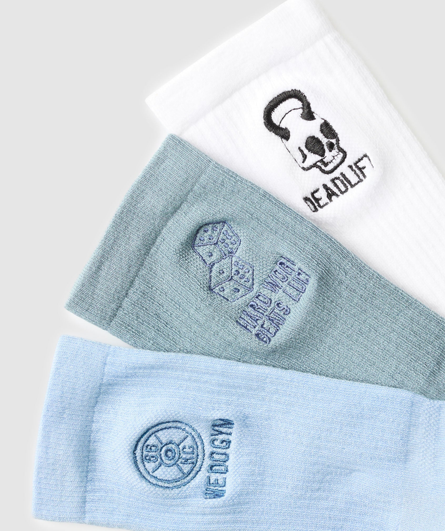 Character Crew Sock 3pk White/Gentle Blue/Rest Blue