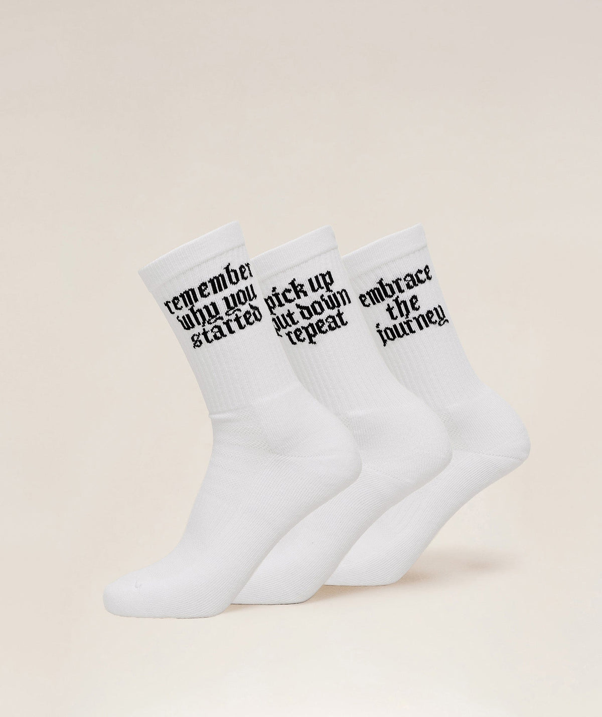 Motivate Graphic Crew Sock 3pk White