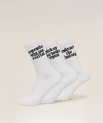 Motivate Graphic Crew Sock 3pk White