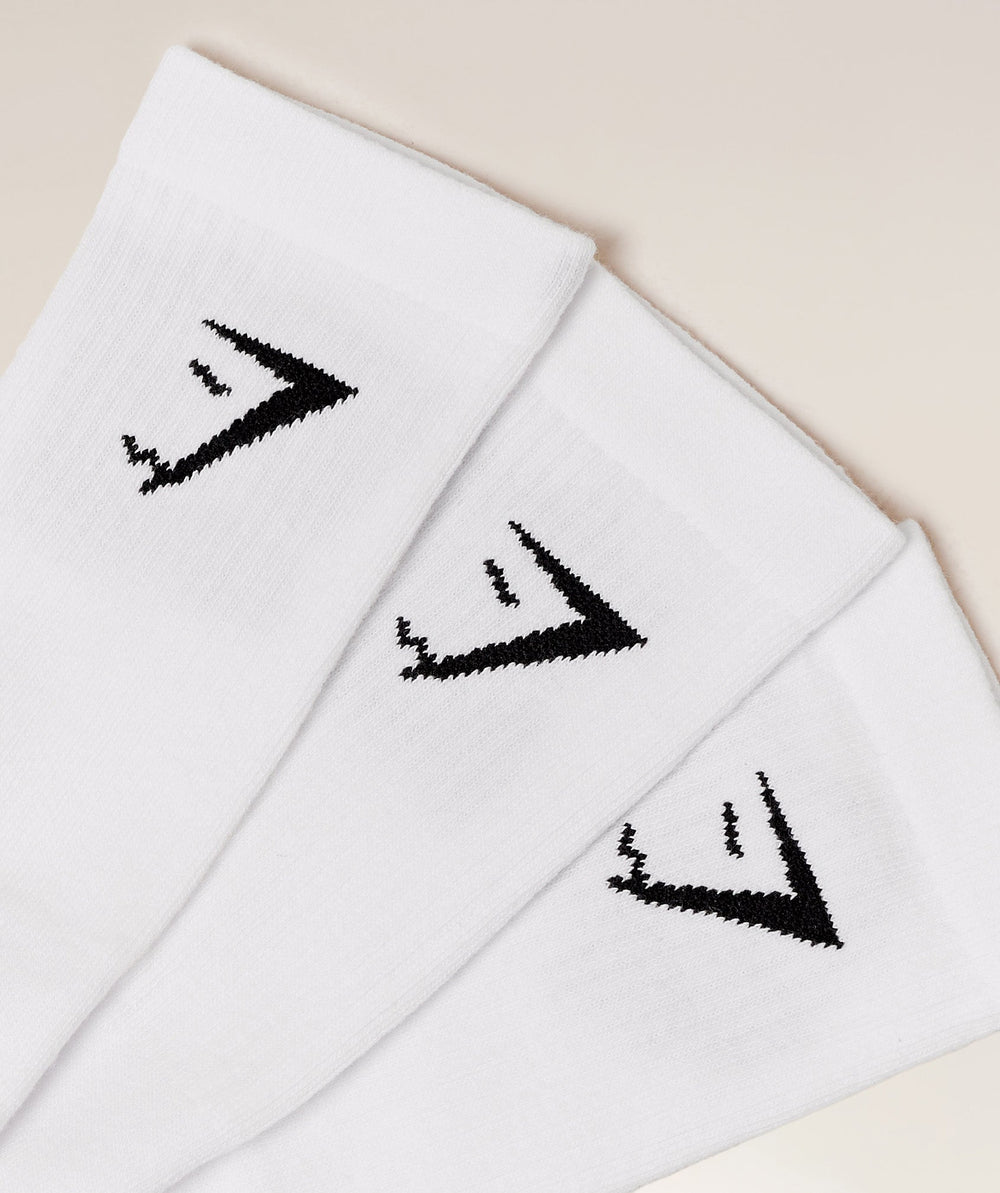Motivate Graphic Crew Sock 3pk White