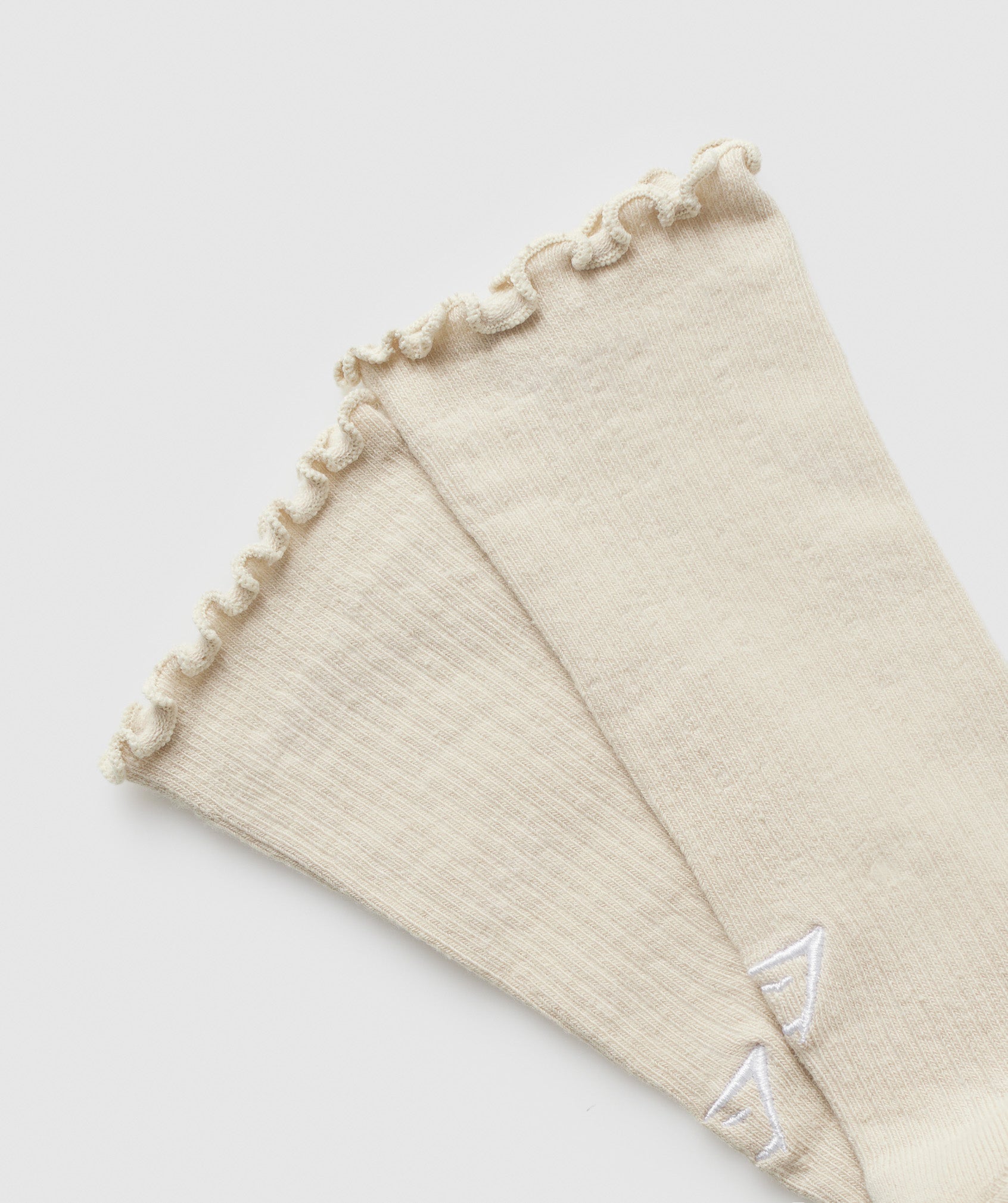 Frill Crew Single Sock Cream Beige/Soft White