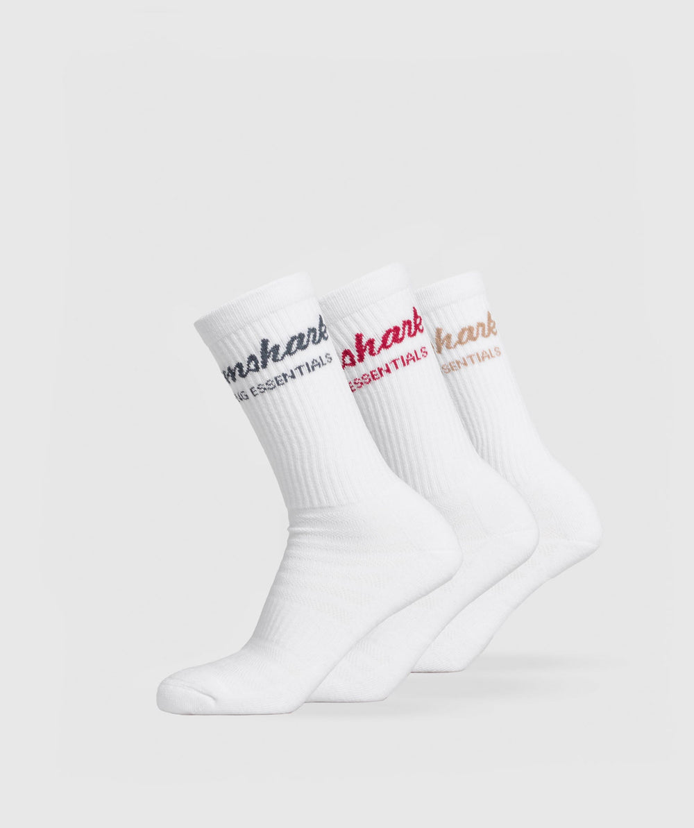 Trucker Crew Sock 3pk White/Titanium Blue/Conditioning Red/Deep Fawn Brown