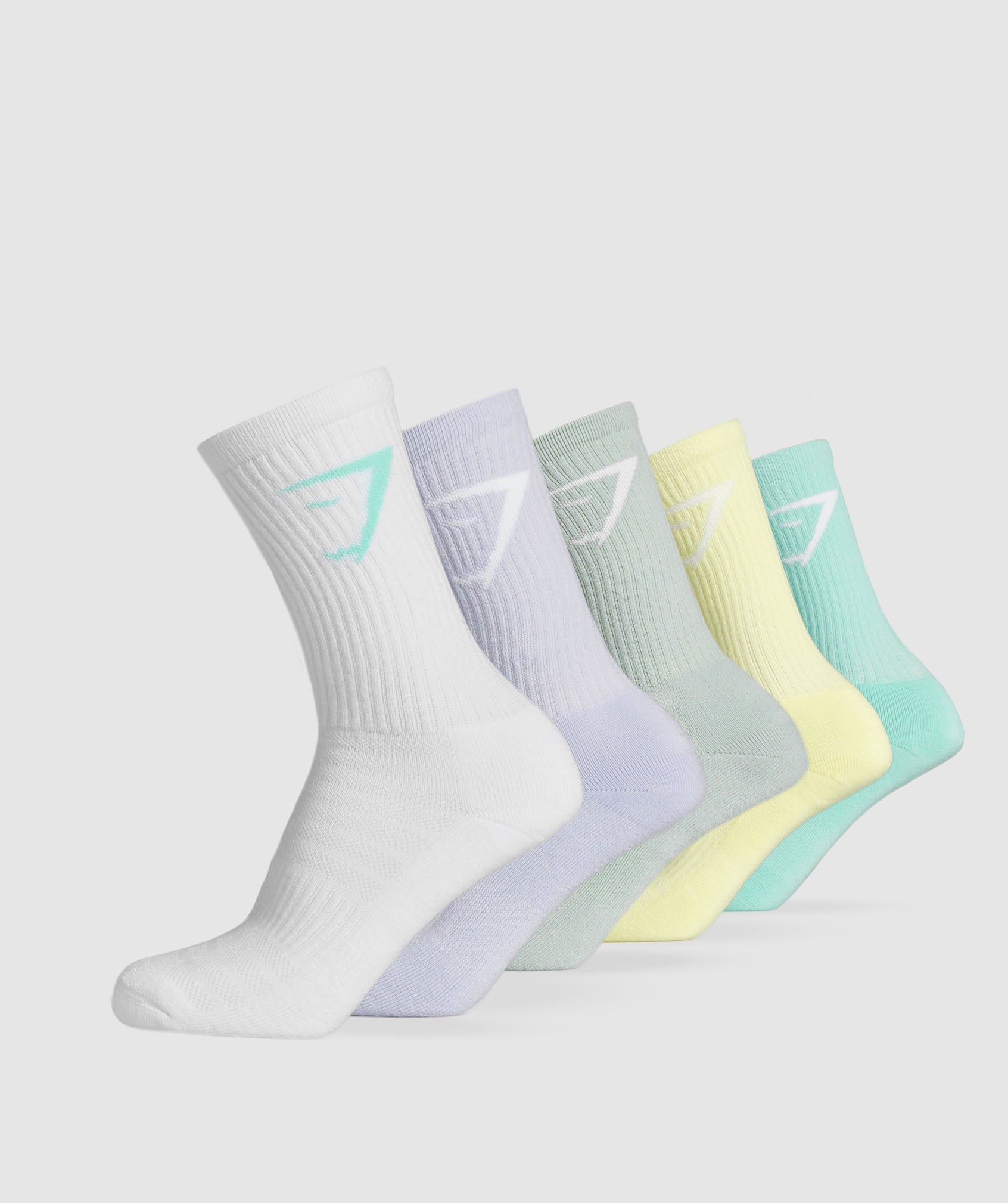 Crew Socks 5pk Pop Turquoise/Fresh Lilac/Morning Blue/Refresh Yellow/White